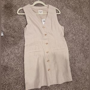 Abercrombie & Fitch Beige Button-Down Mini Dress